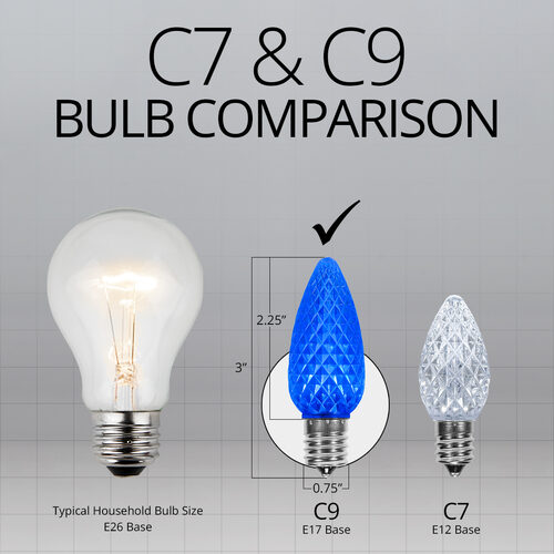C9 Blue Crystal OptiCore LED Bulbs x25