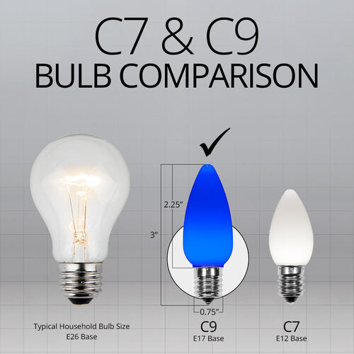 C9 Opaque Blue OptiCore LED Bulbs x25