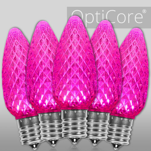 C9 Pink Crystal OptiCore LED Bulbs x25