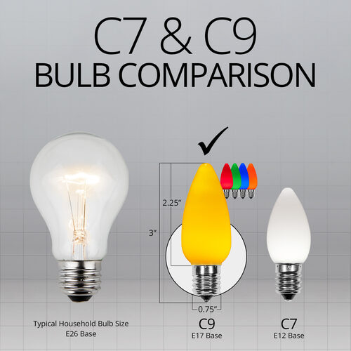 C9 Opaque Multicolor OptiCore LED Bulbs x25