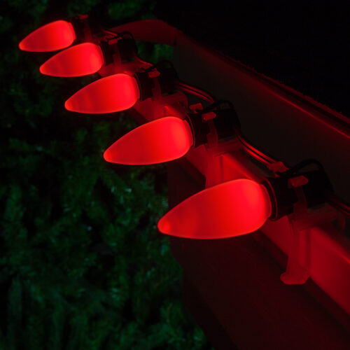 C9 Opaque Red OptiCore LED Bulbs x25