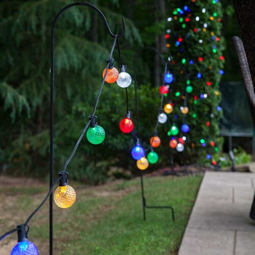 25' 3 Color Schemes OptiCore LED Patio String Light Set with 25 G50 Bulbs on Black Wire, E17 Base x25