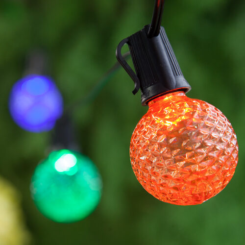 25' 3 Color Schemes OptiCore LED Patio String Light Set with 25 G50 Bulbs on Black Wire, E17 Base x25