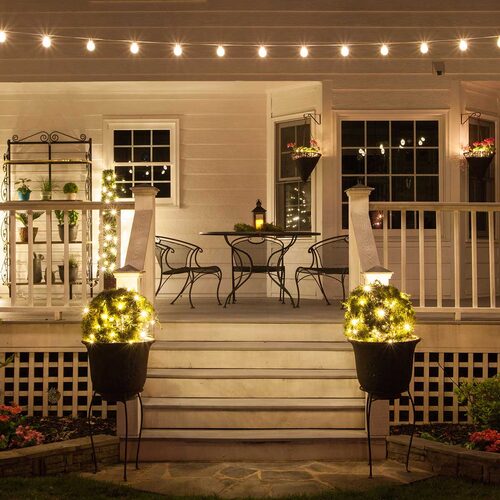 25' 3 Color Schemes OptiCore LED Patio String Light Set with G50 E17 Bulbs on White Wire x25