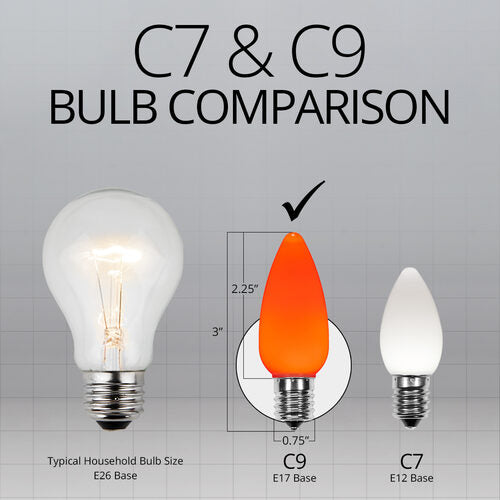 C9 Opaque Amber OptiCore LED Bulbs x25