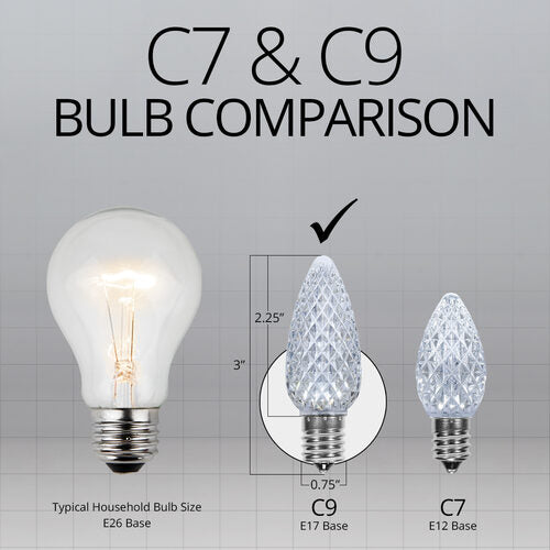 C9 Cool White Crystal OptiCore LED Bulbs x25