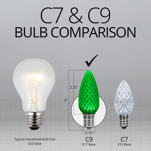 C9 Green Crystal OptiCore LED Bulbs x25