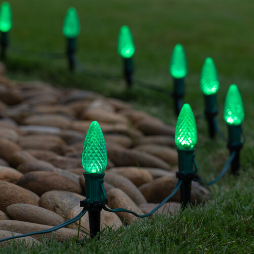 C9 Green Crystal OptiCore LED Bulbs x25