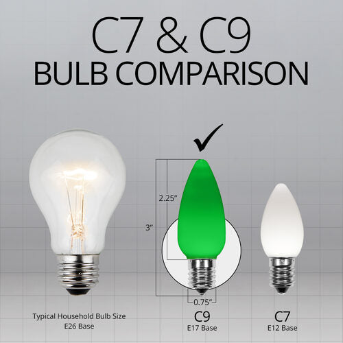 C9 Opaque Green OptiCore LED Bulbs x25