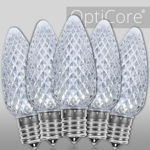 C9 Cool White Crystal OptiCore LED Bulbs x25