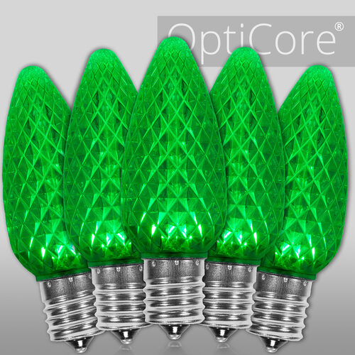 C9 Green Crystal OptiCore LED Bulbs x25