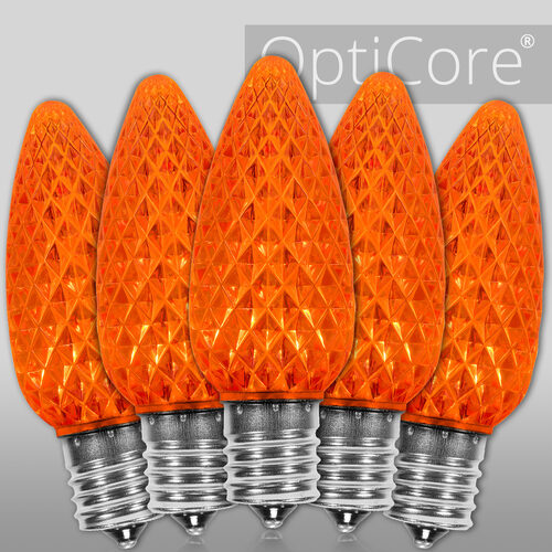 C9 Amber Crystal OptiCore LED Bulbs x25
