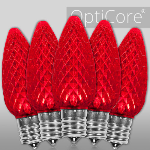 C9 Red Crystal OptiCore LED Bulbs x25
