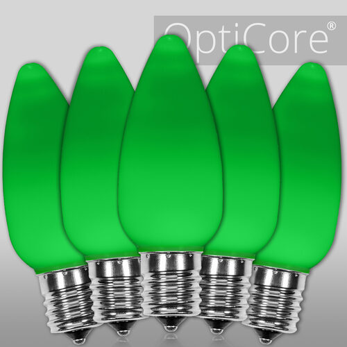C9 Opaque Green OptiCore LED Bulbs x25