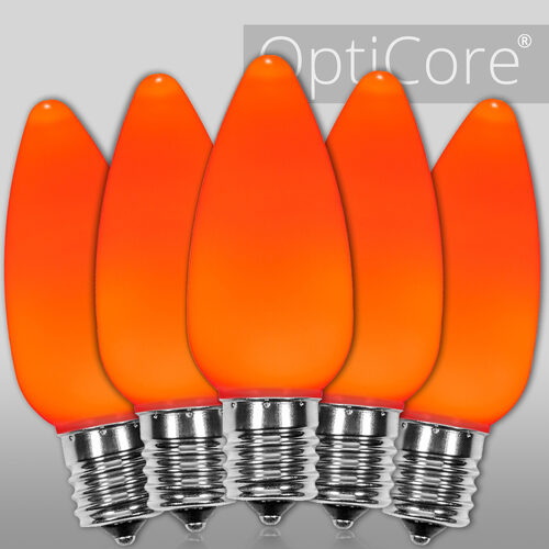C9 Opaque Amber OptiCore LED Bulbs x25