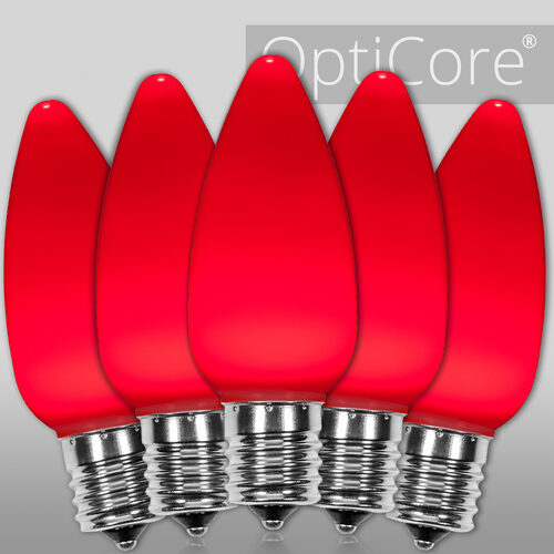 C9 Opaque Red OptiCore LED Bulbs x25
