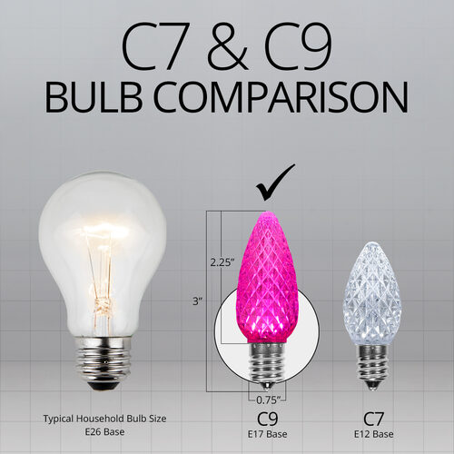 C9 Pink Crystal OptiCore LED Bulbs x25