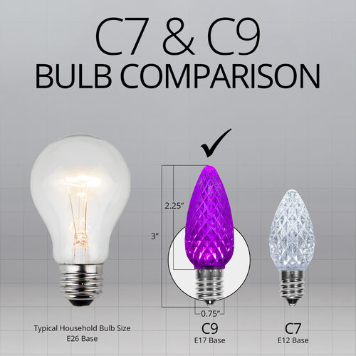 C9 Purple Crystal OptiCore LED Bulbs x25