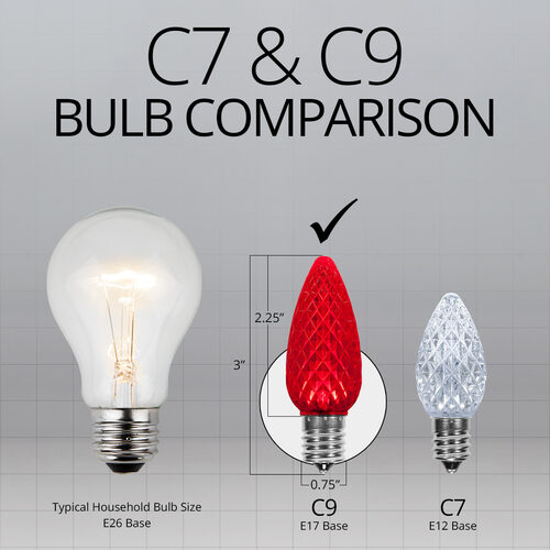 C9 Red Crystal OptiCore LED Bulbs x25