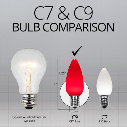 C9 Opaque Red OptiCore LED Bulbs x25