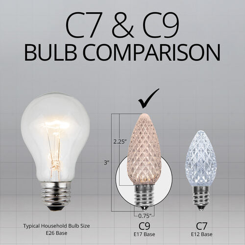 C9 Warm White Crystal OptiCore LED Bulbs x25