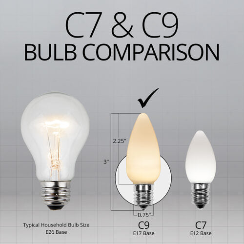 C9 Opaque Warm White OptiCore LED Bulbs x25