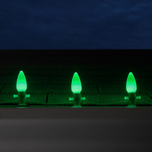 C9 Opaque Green OptiCore LED Bulbs x25