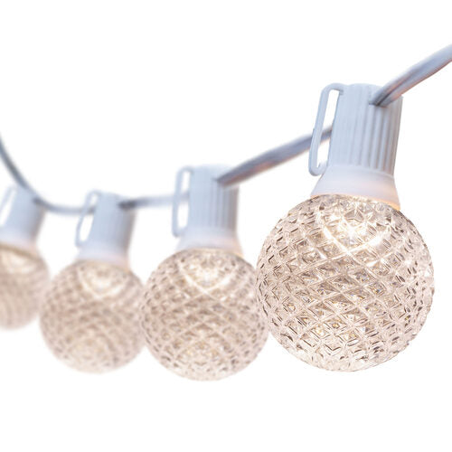 50' 3 Color Schemes OptiCore LED Patio String Light Set with 50 G50 Bulbs on White Wire, E17 Base By Wintergreen Lighting® x50