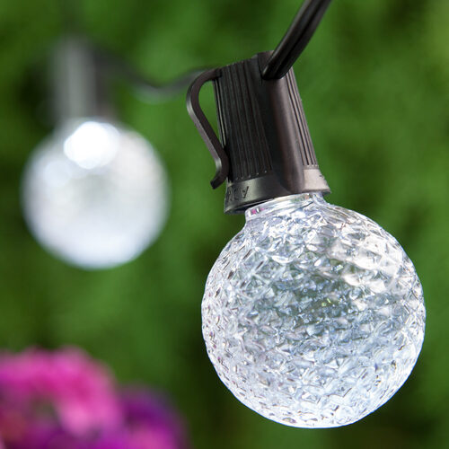 100' 3 Color Schemes OptiCore LED Patio String Light Set with 100 G50 Bulbs on Black Wire, E17 Base x100