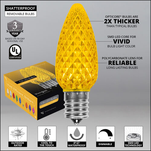 C9 Gold Crystal OptiCore LED Bulbs x25