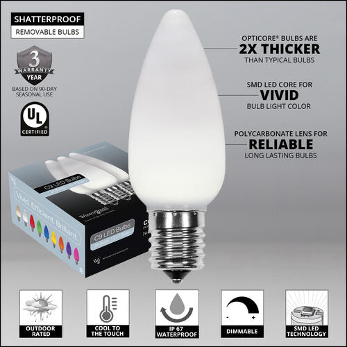 C9 Opaque White OptiCore LED Bulbs x25