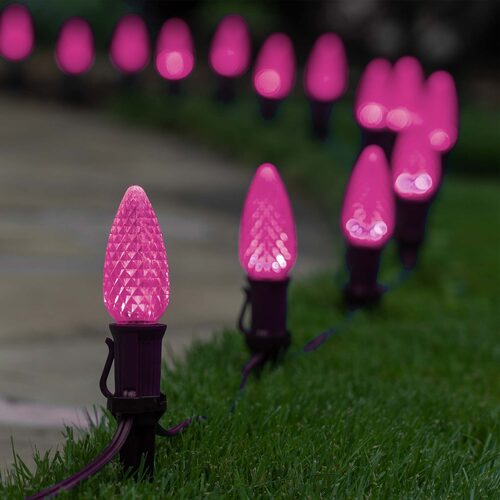 C9 Pink Crystal OptiCore LED Bulbs x25